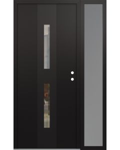 DIAMOND A6 48" X 80" BLACK/BLACK CLEAR GLASS PANEL BLACK LHI WITH SIDELITE FROSTED GLASS