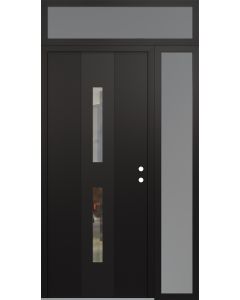 DIAMOND A6 52" X 96" BLACK/BLACK CLEAR GLASS PANEL BLACK LHI WITH SIDELITE AND TRANSOM FROSTED GLASS