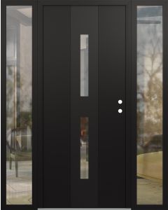 DIAMOND A6 68" X 80" BLACK/BLACK CLEAR GLASS PANEL BLACK LHI WITH 2 SIDELITES CLEAR GLASS
