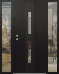 DIAMOND A6 68" X 80" BLACK/BLACK CLEAR GLASS PANEL BLACK RHI WITH 2 SIDELITES CLEAR GLASS