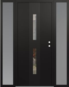 DIAMOND A6 68" X 80" BLACK/BLACK CLEAR GLASS PANEL BLACK LHI WITH 2 SIDELITES FROSTED GLASS