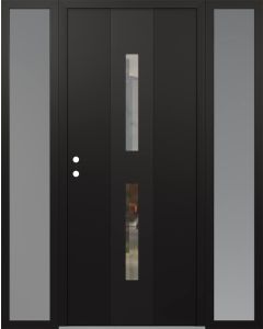 DIAMOND A6 68" X 80" BLACK/BLACK CLEAR GLASS PANEL BLACK RHI WITH 2 SIDELITES FROSTED GLASS