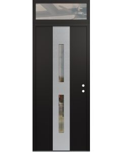 DIAMOND A6 36" X 96" BLACK/BLACK CLEAR GLASS PANEL STAINLESS STEEL LHI WITH TRANSOM CLEAR GLASS
