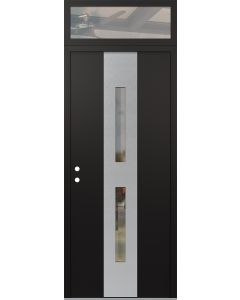 DIAMOND A6 36" X 96" BLACK/BLACK CLEAR GLASS PANEL STAINLESS STEEL RHI WITH TRANSOM CLEAR GLASS