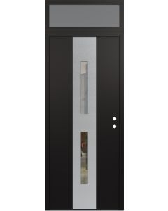 DIAMOND A6 36" X 96" BLACK/BLACK CLEAR GLASS PANEL STAINLESS STEEL LHI WITH TRANSOM FROSTED GLASS