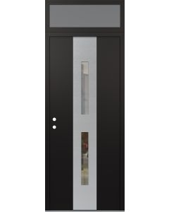 DIAMOND A6 36" X 96" BLACK/BLACK CLEAR GLASS PANEL STAINLESS STEEL RHI WITH TRANSOM FROSTED GLASS