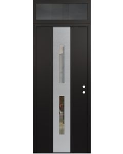 DIAMOND A6 36" X 96" BLACK/BLACK CLEAR GLASS PANEL STAINLESS STEEL LHI WITH TRANSOM MIRRORED GLASS