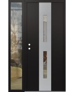 DIAMOND A6 50" X 80" BLACK/BLACK CLEAR GLASS PANEL STAINLESS STEEL RHI WITH SIDELITE CLEAR GLASS