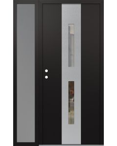 DIAMOND A6 50" X 80" BLACK/BLACK CLEAR GLASS PANEL STAINLESS STEEL RHI WITH SIDELITE FROSTED GLASS