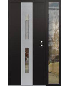 DIAMOND A6 48" X 80" BLACK/BLACK CLEAR GLASS PANEL STAINLESS STEEL LHI WITH SIDELITE CLEAR GLASS