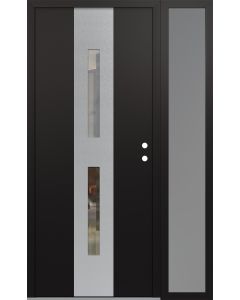 DIAMOND A6 50" X 80" BLACK/BLACK CLEAR GLASS PANEL STAINLESS STEEL LHI WITH SIDELITE FROSTED GLASS