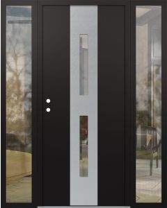 DIAMOND A6 68" X 80" BLACK/BLACK CLEAR GLASS PANEL STAINLESS STEEL RHI WITH 2 SIDELITES CLEAR GLASS