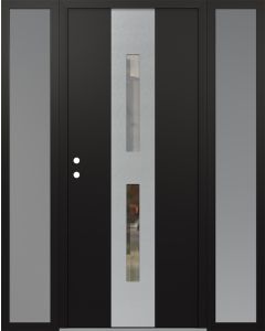 DIAMOND A6 68" X 80" BLACK/BLACK CLEAR GLASS PANEL STAINLESS STEEL RHI WITH 2 SIDELITES FROSTED GLASS