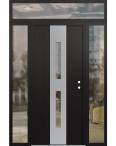 DIAMOND A6 60" X 96" BLACK/BLACK CLEAR GLASS PANEL STAINLESS STEEL LHI WITH 2 SIDELITES AND TRANSOM CLEAR GLASS