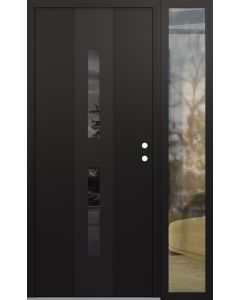 DIAMOND A6 52" X 80" BLACK/BLACK MIRRORED GLASS PANEL BLACK LHI WITH SIDELITE CLEAR GLASS
