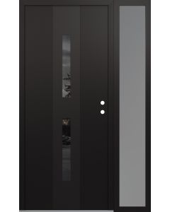 DIAMOND A6 48" X 80" BLACK/BLACK MIRRORED GLASS PANEL BLACK LHI WITH SIDELITE FROSTED GLASS