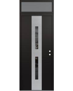 DIAMOND A6 36" X 96" BLACK/BLACK MIRRORED GLASS PANEL STAINLESS STEEL LHI WITH TRANSOM FROSTED GLASS