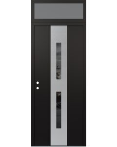 DIAMOND A6 36" X 96" BLACK/BLACK MIRRORED GLASS PANEL STAINLESS STEEL RHI WITH TRANSOM FROSTED GLASS