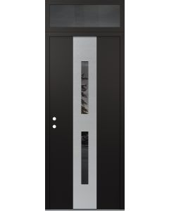 DIAMOND A6 36" X 96" BLACK/BLACK MIRRORED GLASS PANEL STAINLESS STEEL RHI WITH TRANSOM MIRRORED GLASS