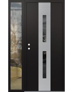 DIAMOND A6 52" X 80" BLACK/BLACK MIRRORED GLASS PANEL STAINLESS STEEL RHI WITH SIDELITE CLEAR GLASS