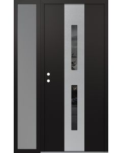 DIAMOND A6 48" X 80" BLACK/BLACK MIRRORED GLASS PANEL STAINLESS STEEL RHI WITH SIDELITE FROSTED GLASS