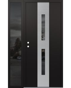 DIAMOND A6 48" X 80" BLACK/BLACK MIRRORED GLASS PANEL STAINLESS STEEL RHI WITH SIDELITE MIRRORED GLASS