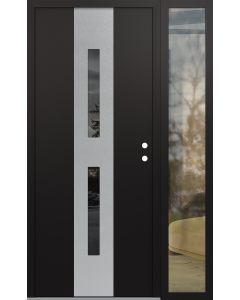 DIAMOND A6 48" X 80" BLACK/BLACK MIRRORED GLASS PANEL STAINLESS STEEL LHI WITH SIDELITE CLEAR GLASS