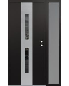 DIAMOND A6 52" X 80" BLACK/BLACK MIRRORED GLASS PANEL STAINLESS STEEL LHI WITH SIDELITE FROSTED GLASS