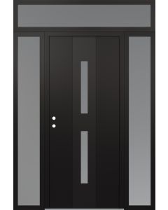 DIAMOND A6 60" X 96" BLACK/WHITE FROSTED GLASS PANEL BLACK RHI WITH 2 SIDELITES AND TRANSOM FROSTED GLASS