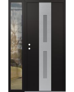 DIAMOND A6 52" X 80" BLACK/WHITE FROSTED GLASS PANEL STAINLESS STEEL RHI WITH SIDELITE CLEAR GLASS