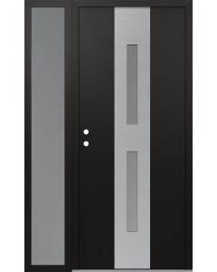 DIAMOND A6 50" X 80" BLACK/WHITE FROSTED GLASS PANEL STAINLESS STEEL RHI WITH SIDELITE FROSTED GLASS