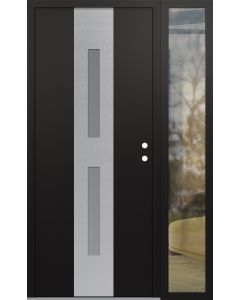 DIAMOND A6 52" X 80" BLACK/WHITE FROSTED GLASS PANEL STAINLESS STEEL LHI WITH SIDELITE CLEAR GLASS