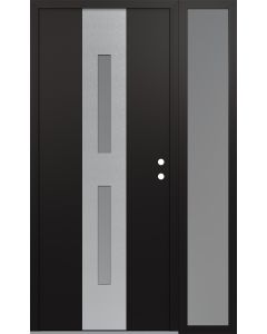 DIAMOND A6 50" X 80" BLACK/WHITE FROSTED GLASS PANEL STAINLESS STEEL LHI WITH SIDELITE FROSTED GLASS