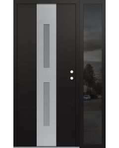 DIAMOND A6 52" X 80" BLACK/WHITE FROSTED GLASS PANEL STAINLESS STEEL LHI WITH SIDELITE MIRRORED GLASS