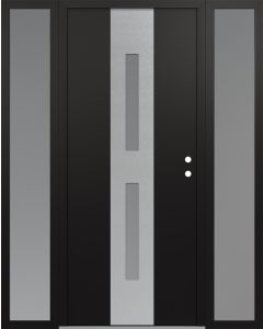 DIAMOND A6 60" X 80" BLACK/WHITE FROSTED GLASS PANEL STAINLESS STEEL LHI WITH 2 SIDELITES FROSTED GLASS