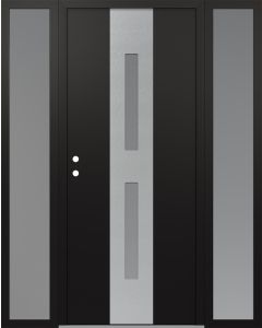 DIAMOND A6 60" X 80" BLACK/WHITE FROSTED GLASS PANEL STAINLESS STEEL RHI WITH 2 SIDELITES FROSTED GLASS