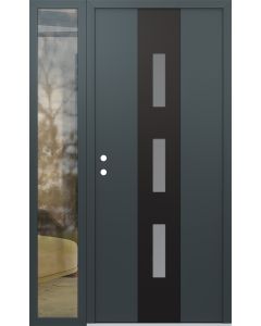 DIAMOND A7 50" X 80" ANTHRACITE/ANTHRACITE FROSTED GLASS PANEL BLACK RHI WITH SIDELITE CLEAR GLASS