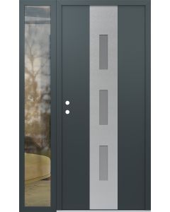 DIAMOND A7 50" X 80" ANTHRACITE/ANTHRACITE FROSTED GLASS PANEL STAINLESS STEEL RHI WITH SIDELITE CLEAR GLASS