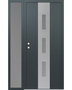 DIAMOND A7 50" X 80" ANTHRACITE/ANTHRACITE FROSTED GLASS PANEL STAINLESS STEEL RHI WITH SIDELITE FROSTED GLASS