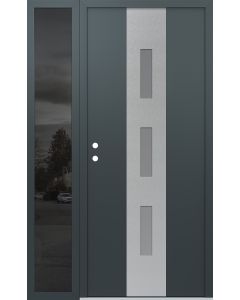 DIAMOND A7 50" X 80" ANTHRACITE/ANTHRACITE FROSTED GLASS PANEL STAINLESS STEEL RHI WITH SIDELITE MIRRORED GLASS