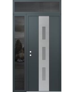DIAMOND A7 50" X 96" ANTHRACITE/ANTHRACITE FROSTED GLASS PANEL STAINLESS STEEL RHI WITH SIDELITE AND TRANSOM MIRRORED GLASS