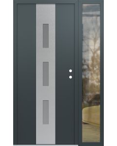 DIAMOND A7 50" X 80" ANTHRACITE/ANTHRACITE FROSTED GLASS PANEL STAINLESS STEEL LHI WITH SIDELITE CLEAR GLASS