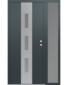 DIAMOND A7 50" X 80" ANTHRACITE/ANTHRACITE FROSTED GLASS PANEL STAINLESS STEEL LHI WITH SIDELITE FROSTED GLASS