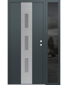 DIAMOND A7 50" X 80" ANTHRACITE/ANTHRACITE FROSTED GLASS PANEL STAINLESS STEEL LHI WITH SIDELITE MIRRORED GLASS