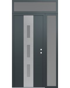 DIAMOND A7 50" X 96" ANTHRACITE/ANTHRACITE FROSTED GLASS PANEL STAINLESS STEEL LHI WITH SIDELITE AND TRANSOM FROSTED GLASS