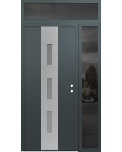 DIAMOND A7 50" X 96" ANTHRACITE/ANTHRACITE FROSTED GLASS PANEL STAINLESS STEEL LHI WITH SIDELITE AND TRANSOM MIRRORED GLASS