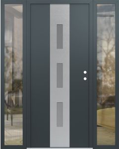 DIAMOND A7 68" X 80" ANTHRACITE/ANTHRACITE FROSTED GLASS PANEL STAINLESS STEEL LHI WITH 2 SIDELITES CLEAR GLASS