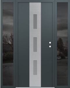 DIAMOND A7 68" X 80" ANTHRACITE/ANTHRACITE FROSTED GLASS PANEL STAINLESS STEEL LHI WITH 2 SIDELITES MIRRORED GLASS