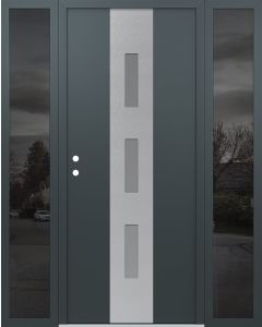 DIAMOND A7 64" X 80" ANTHRACITE/ANTHRACITE FROSTED GLASS PANEL STAINLESS STEEL RHI WITH 2 SIDELITES MIRRORED GLASS