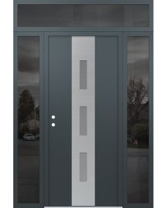 DIAMOND A7 64" X 96" ANTHRACITE/ANTHRACITE FROSTED GLASS PANEL STAINLESS STEEL RHI WITH 2 SIDELITES AND TRANSOM MIRRORED GLASS